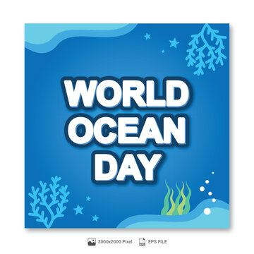 World ocean day social media template illustration