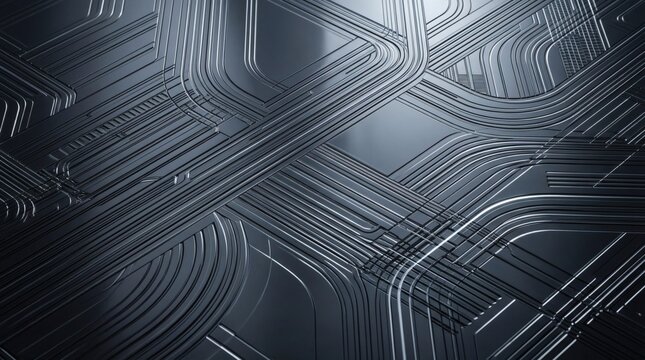 Abstract dark metallic geometric lines with futuristic technology pattern