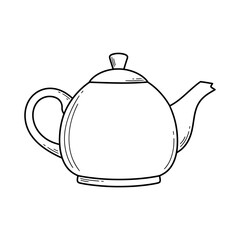 Obraz premium Simple Black and White Line Drawing of Classic Teapot for Kitchen Decor or Illustrations