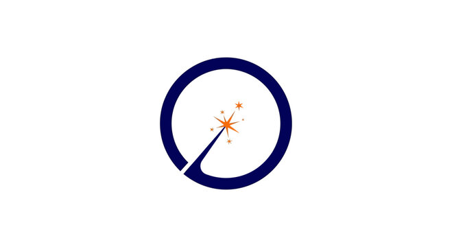 Abstract Celestial Sparkle Orbiting Innovation Symbol