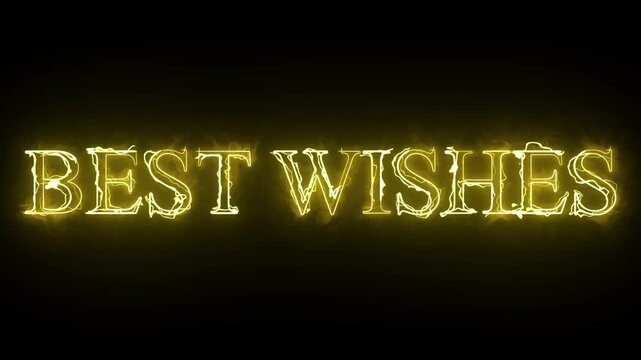 A video showcasing a bright and festive 'Best Wishes' message in sparkling gold letters on a black background