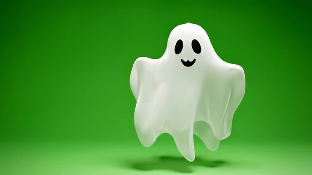 White cartoon ghost floating