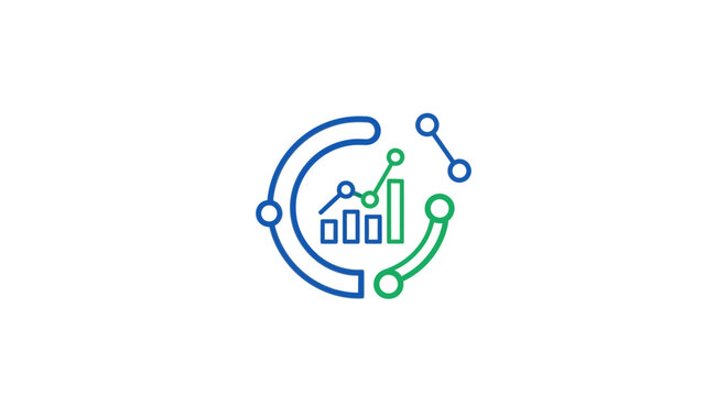 Abstract Data Analytics And Growth Chart Icon Business Technology Theme