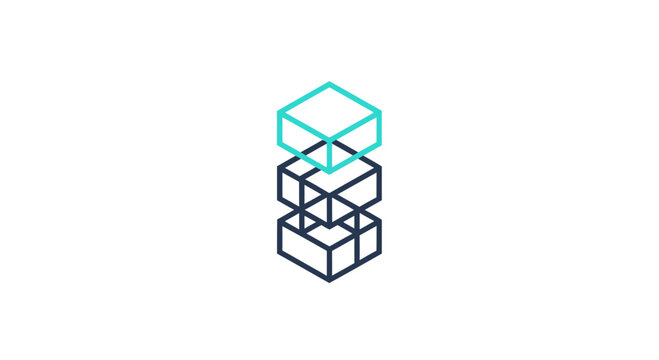 Abstract Geometric Cube Stack Building Blocks Technology Design