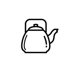 Obraz premium Simple Black Outline of a Classic Tea Kettle for Kitchen Decor or Culinary Design