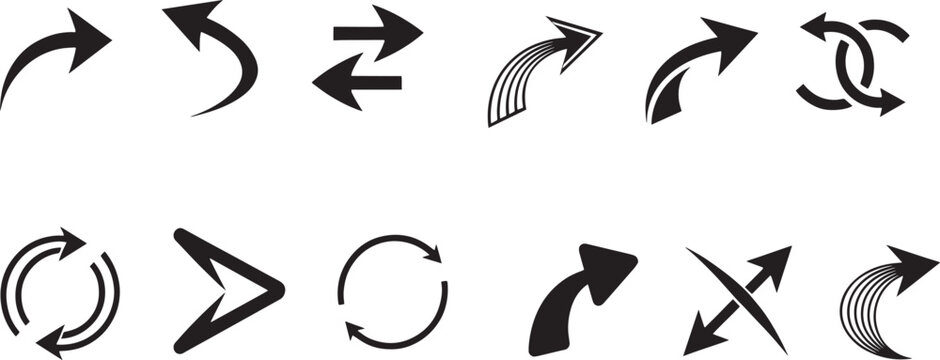 Collection of Black Arrow Icons and Symbols direction