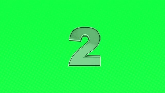 3D Metallic Countdown 5 to 1 with GO!!! Text on Green Screen