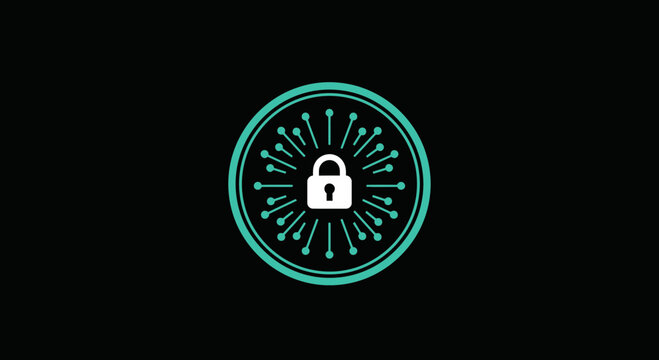 Abstract Secure Digital Network Emblem Modern Cyber Security Icon