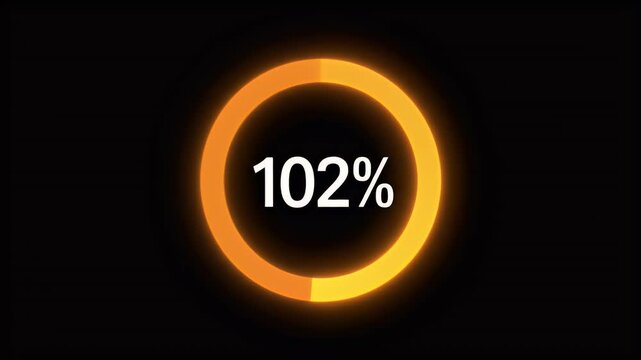 Glowing orange ring displays "102%" on a black background