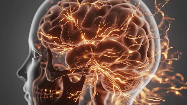 Human brain with neural activity