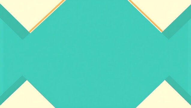 Diagonal split-color background with geometric trim, half teal, half cream, center reserved for content, vector style