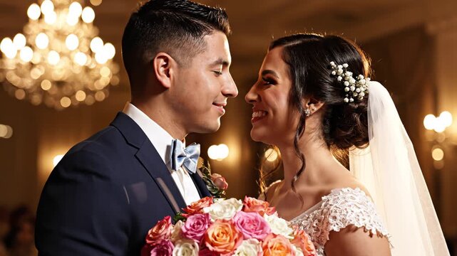 Bride and groom sharing a kiss