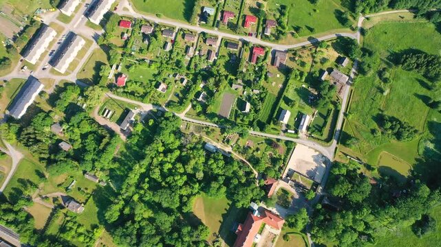 Aerial 4K video from a drone to Suuremoisa baroque manor ensemble in Estonia.  Hiiumaa, Estonia, baltic.