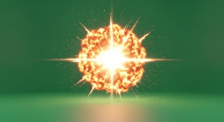 Obraz premium Bright and fiery explosion with glowing embers against a dark green backdrop