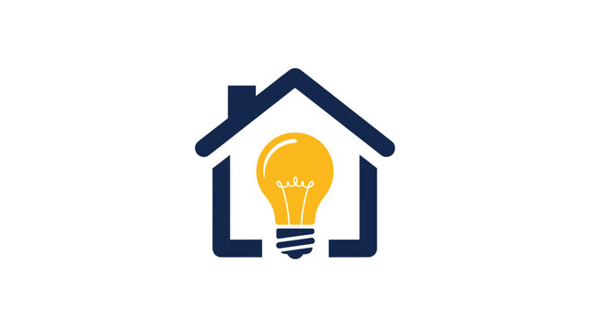 Creative House Light Bulb Logo Idea Symbolizing Innovation and Home