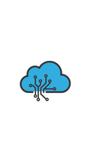Obraz premium Digital Cloud Network Circuitry Symbol For Technology And Data Storage