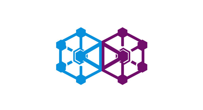 Connected Hexagonal Structures Graphic Design Symbol