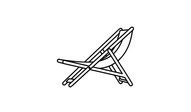 Modern deck chair line icon beach lounge vector illustration