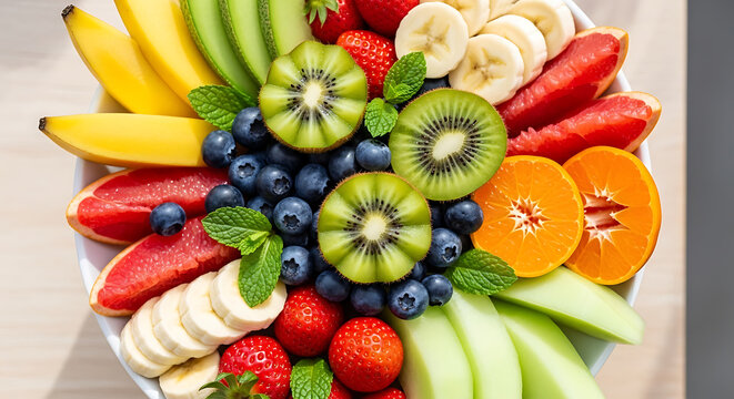 Fresh fruit bowl colorful composition