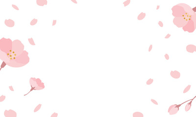 春の桜が花びら舞い散る白背景フレーム美しい桜のパステルカラーシンプルナチュラルなベクター素材 © みつば 328