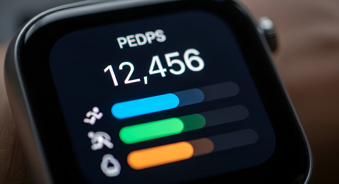 Smartwatch Fitness Tracker Displaying Steps and Activity Data