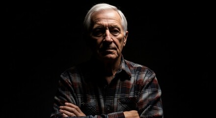 Obraz premium Senior man with arms crossed portrait.