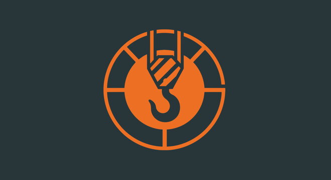 Industrial Crane Symbol Design with Orange and Dark Gray Color Scheme Perfectly Crafted