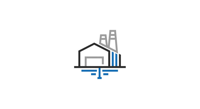 Industrial Factory Icon in Minimalist Style on White Background for Business and Design Projects
