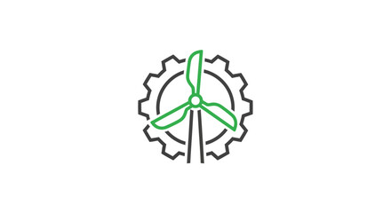 Obraz premium Innovative Green Energy Turbine Symbol: Powering Sustainable Solutions and Future Advancement