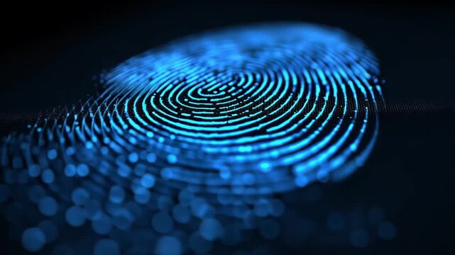 Abstract Digital Fingerprint Design with Blue Glow Effect