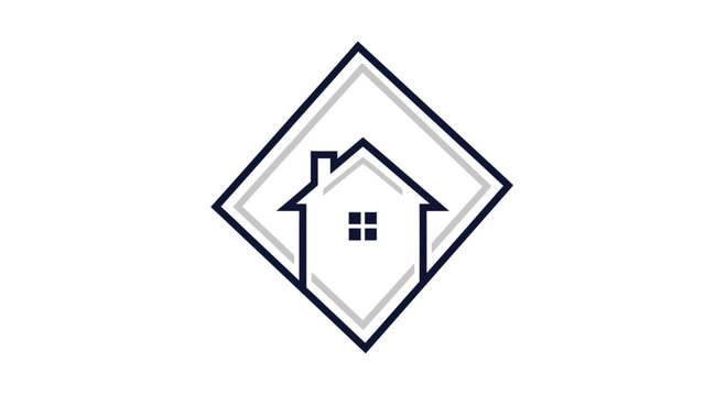 Minimalist Home Logo In A Diamond Shape, Perfect For Real Estate Or Modern Brands