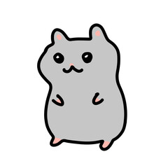 Obraz premium Cute gray hamster cartoon on black background
