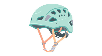 Fototapeta premium Turquoise Climbing Helmet with Orange Straps Isolated.
