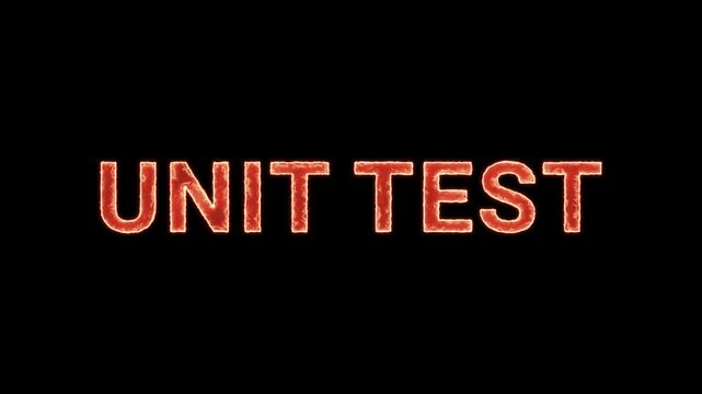 Unit Test Text Glowing Neon Reveal Animation Orange Isolated On Black Background