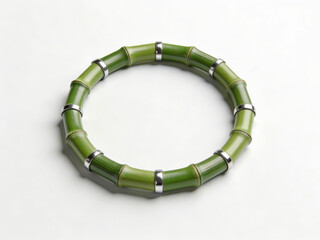 Naklejka premium Perfect continuous circle of green bamboo segments and polished steel joints
