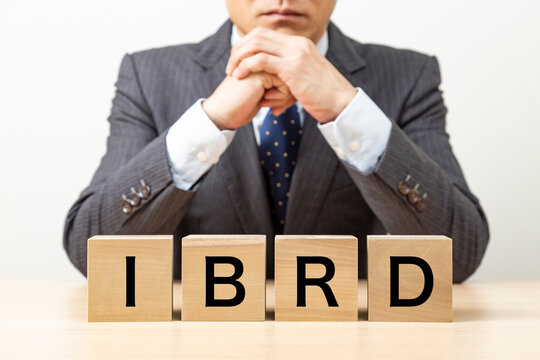 「IBRD」と書かれたブロックとビジネスマン