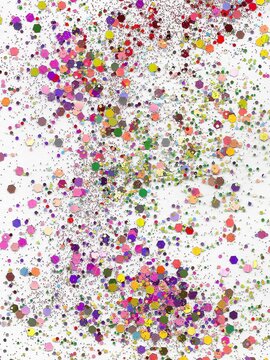 Glitter confetti on a white background rainbow various colours