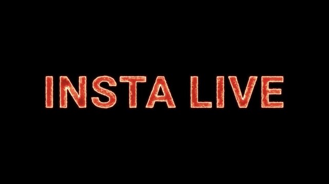 Insta Live Text Glowing Neon Reveal Animation Orange Isolated On Black Background