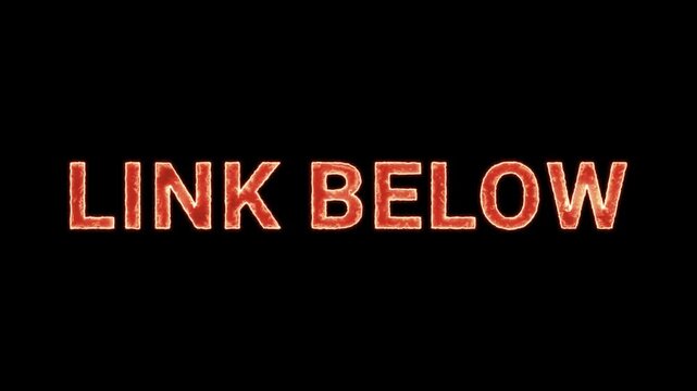 Link Below Text Glowing Neon Reveal Animation Orange Isolated On Black Background