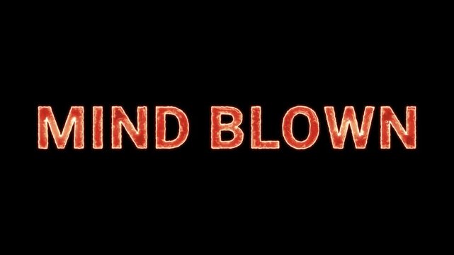 Mind Blown Text Glowing Neon Reveal Animation Orange Isolated On Black Background