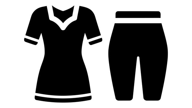 Salwar Suit Set Icon Traditional Indian Clothing, Tunic and Pants Combination, Black and White Vector