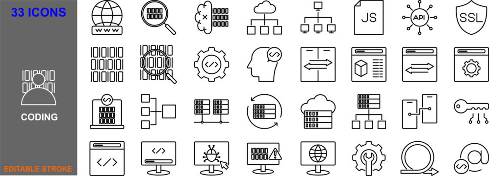 Coding Line Icons for Software and Web Development