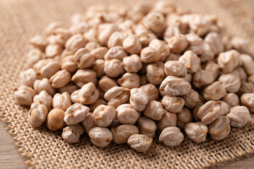 Fototapeta premium Pile of organic raw chickpeas, healthy food ingredient