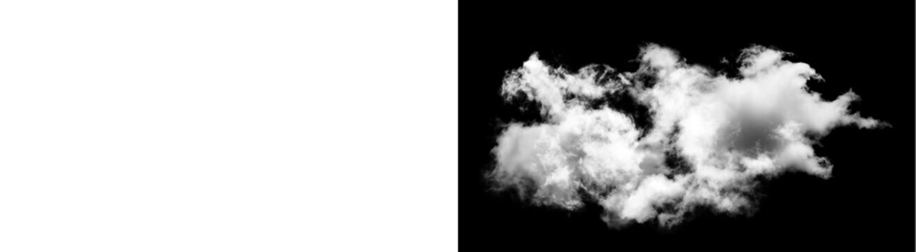 PNG image of&nbsp;Realistic isolated white cumulus cloud formation detailed and wispy against dark background on transparent background