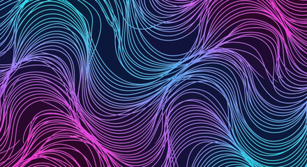 Obraz premium Abstract Wavy Lines Background, Neon Gradient Flowing Waves, Futuristic Digital Art
