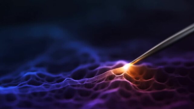 Atomic Force Microscopy Probe - Scanning Surface Topography Orange Glow Purple Blue