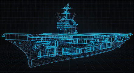 Aircraft Carrier Blueprint – Naval Warship Engineering CAD Technical Drawing © RNB DESIGN