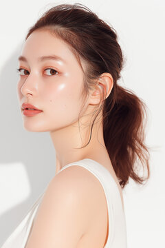 美容, 女性, スキンケア, 化粧品, ビューティー, 若い女性, 美肌, 日本人, アジア人, フェイシャル, メイク, 美容液, 保湿, クリーム, エイジングケア, 美容医療, エステ, 美容クリニック, 肌ケア, ナチュラルメイク, 透明感, ツヤ肌, モデル, 笑顔, ポートレート, クローズアップ, リラックス, 癒し, 健康的, 美白, コラーゲン, ヒアルロン酸, アンチエイジング