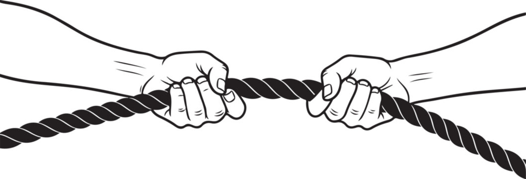 Tug of war hands pull rope silhouette vector design for vector illustration.