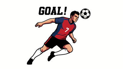 The image captures an energetic moment of a soccer player in action, demonstrating athleticism and excitement as he scores a goal on the field. © Jinhong